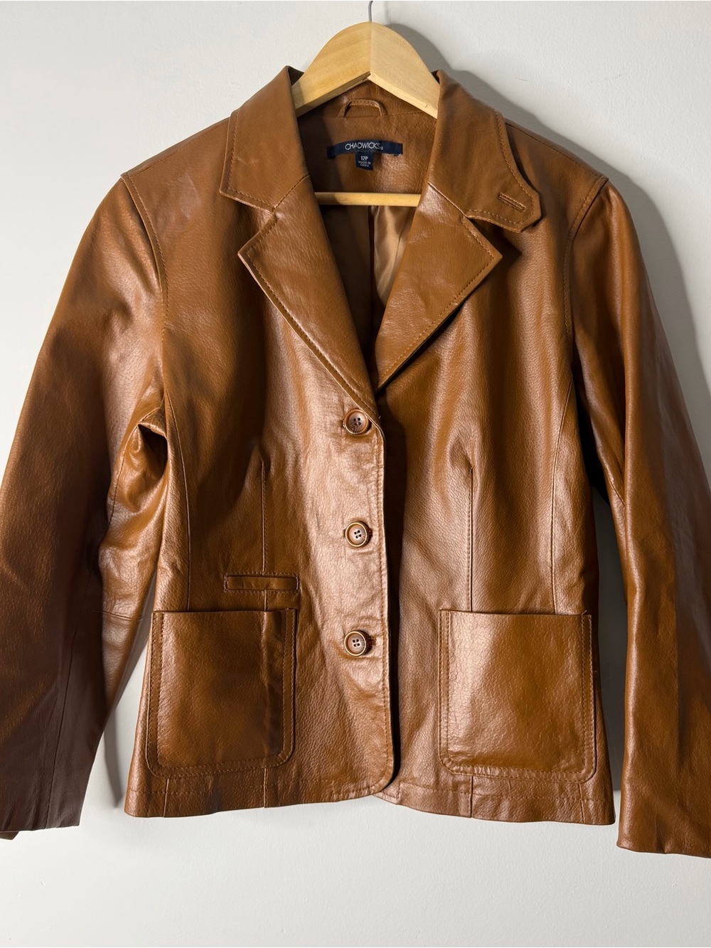 Chadwicks Cognac Brown Leather Blazer Jacket